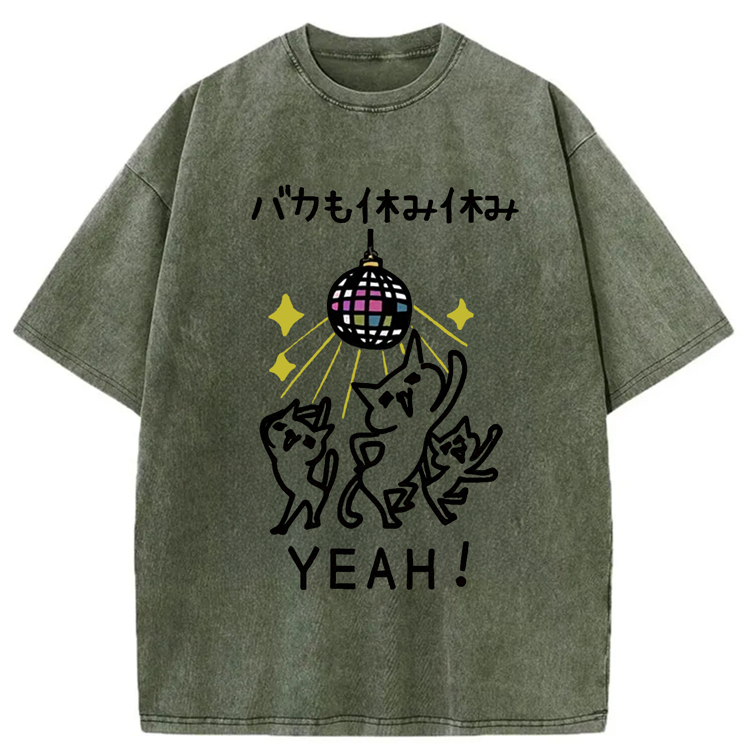 Tokyo-Assassin Cats Dancing Funny Washed T-Shirt-Tokyo-Assassin