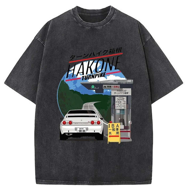 Tokyo-Assassin Hakone Nissan Skyline R32 JDM Washed T-Shirt-Tokyo-Assassin