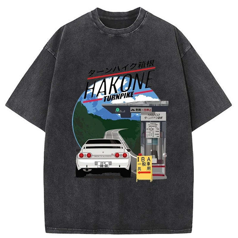 Tokyo-Assassin Hakone Nissan Skyline R32 JDM Washed T-Shirt-Tokyo-Assassin