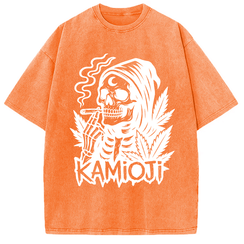 Tokyo-Assassin Stoner Skeleton Witchy Grim Washed T-Shirt-Tokyo Assassin
