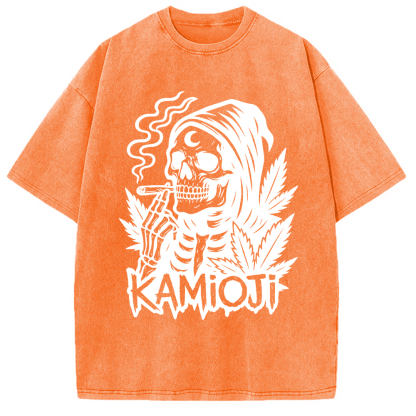 Tokyo-Assassin Stoner Skeleton Witchy Grim Washed T-Shirt-Tokyo Assassin