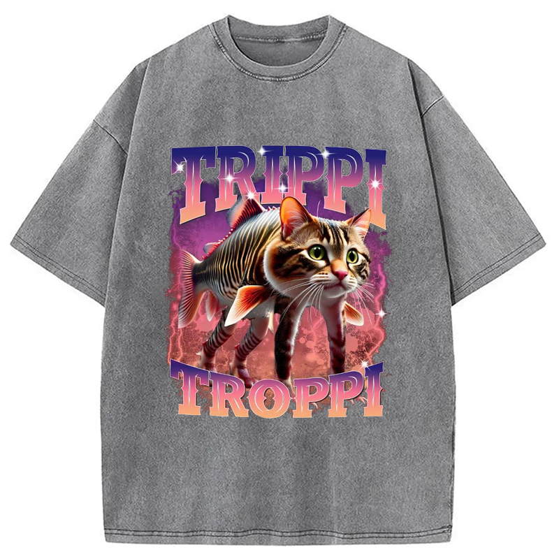 Tokyo-Assassin Trulimero Trulicina Funny Meme Washed T-Shirt-Tokyo-Assassin