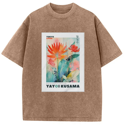 Tokyo-Assassin YAYOI KUSAMA Adult Staple Washed T-Shirt-Tokyo-Assassin