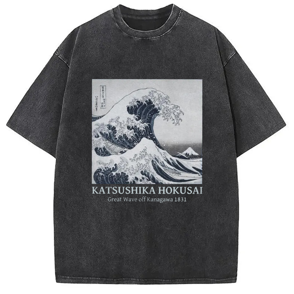 Tokyo-Assassin Japanese Great Wave Washed T-Shirt-Tokyo-Assassin