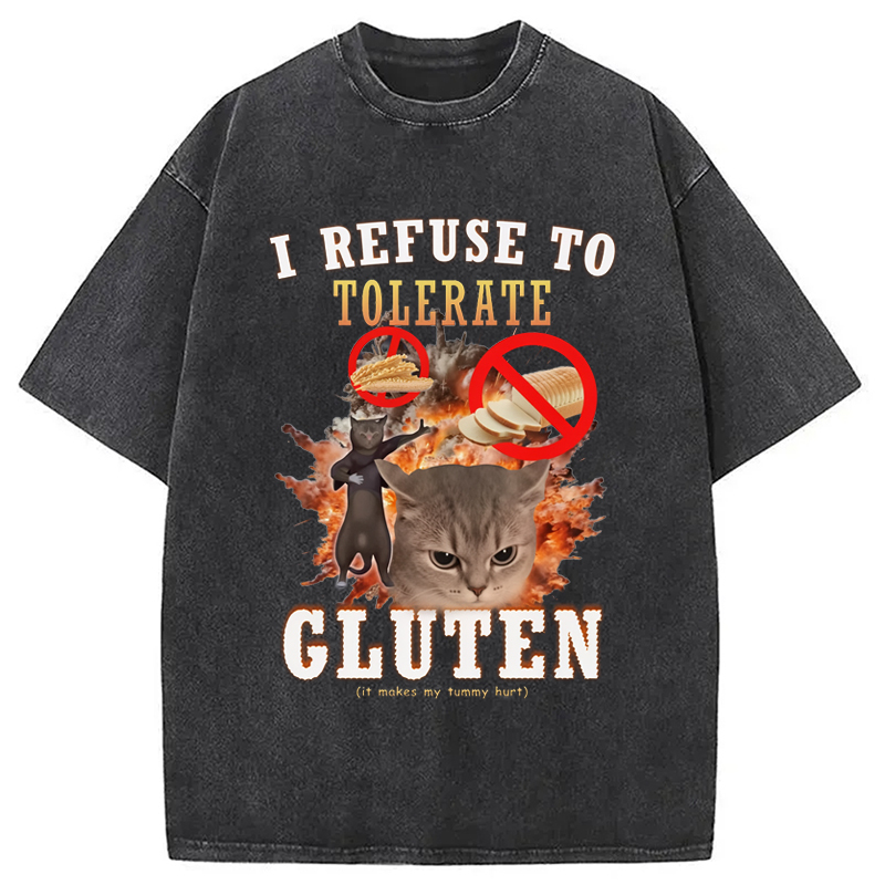 Tokyo-Assassin I Refuse to Tolerate Gluten Washed T-Shirt-Tokyo-Assassin
