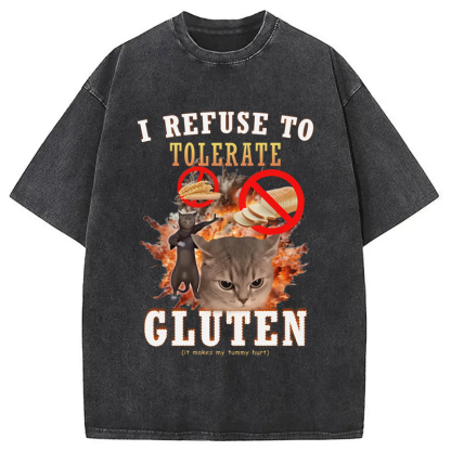 Tokyo-Assassin I Refuse to Tolerate Gluten Washed T-Shirt-Tokyo-Assassin