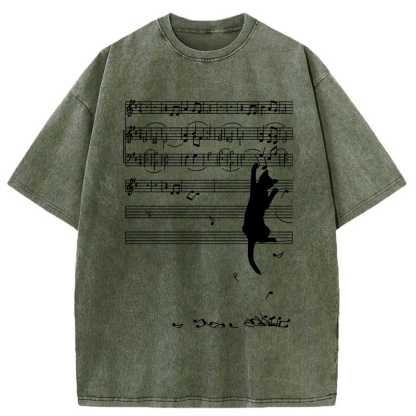 Tokyo-Assassin Black Cat Sabotage Washed T-Shirt-Tokyo Assassin