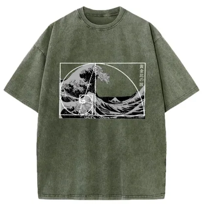 Tokyo-Assassin Golden Ratio Wave Washed T-Shirt-Tokyo-Assassin