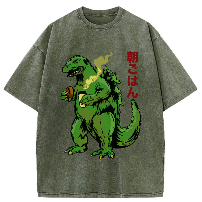 Tokyo-Assassin Monsters Eating Breakfast Washed T-Shirt-Tokyo Assassin