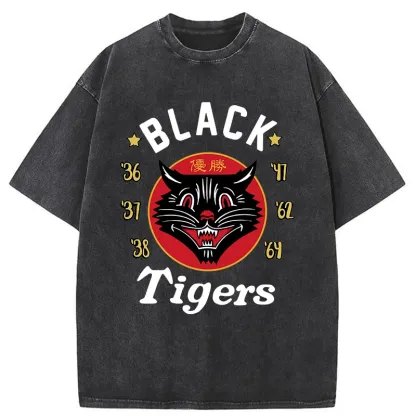 Tokyo-Assassin Japanese Black Tigers Washed T-Shirt-Tokyo-Assassin
