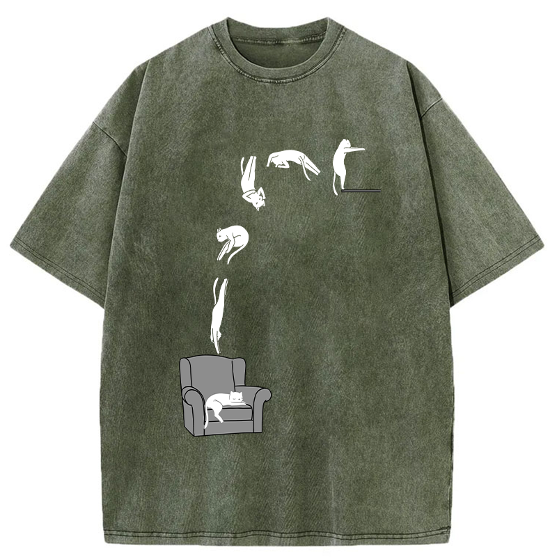 Tokyo-Assassin Diving Details Cat Washed T-Shirt-Tokyo-Assassin