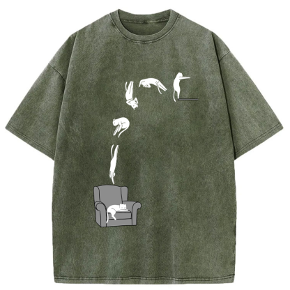 Tokyo-Assassin Diving Details Cat Washed T-Shirt-Tokyo-Assassin