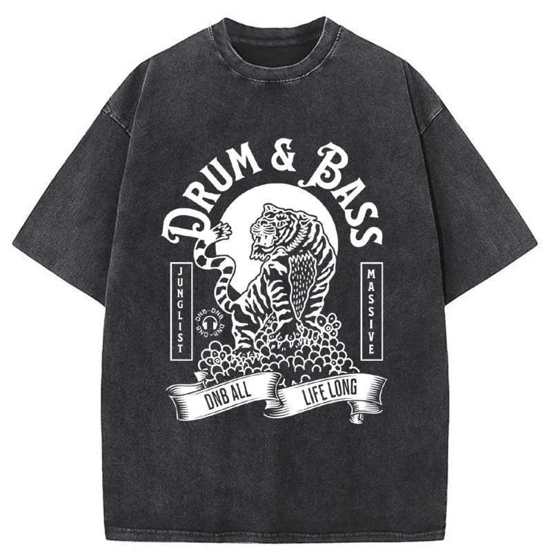 Tokyo-Assassin Drum & Bass Tiger Washed T-Shirt-Tokyo-Assassin