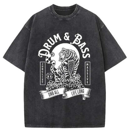Tokyo-Assassin Drum & Bass Tiger Washed T-Shirt-Tokyo-Assassin