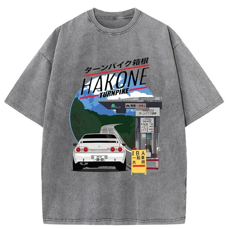 Tokyo-Assassin Hakone Nissan Skyline R32 JDM Washed T-Shirt-Tokyo-Assassin