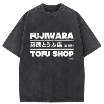 Tokyo-Assassin Fujiwara Tofu Shop Washed T-Shirt-Tokyo-Assassin