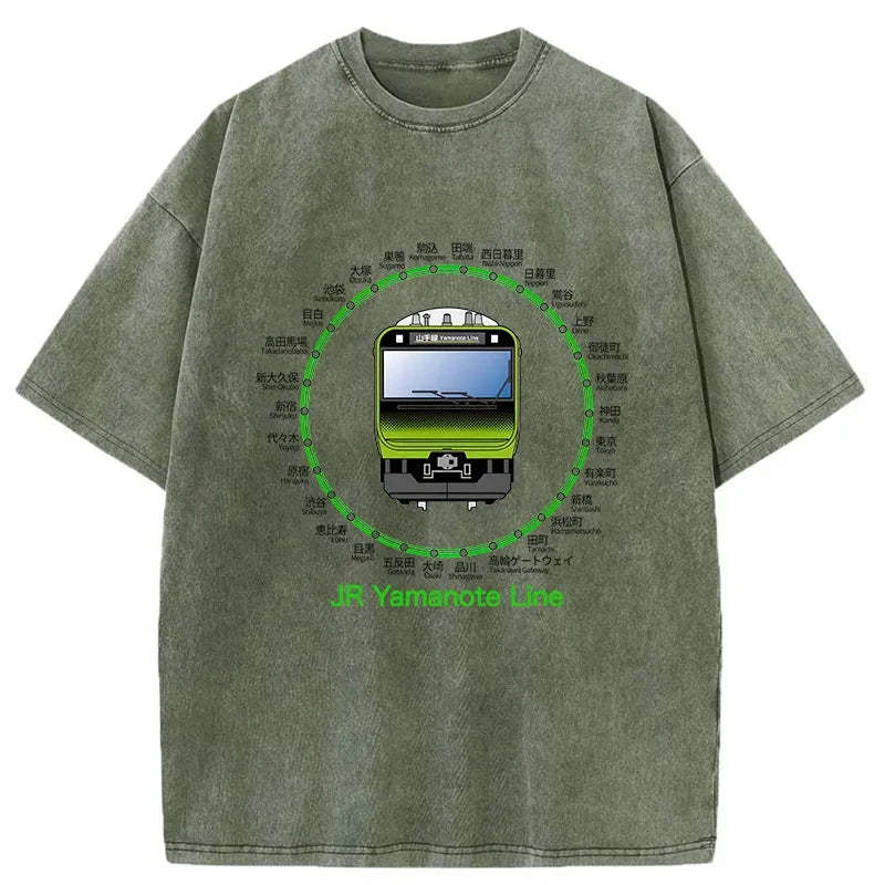 Tokyo-Assassin JR Yamanote Line Train Washed T-Shirt-Tokyo Assassin