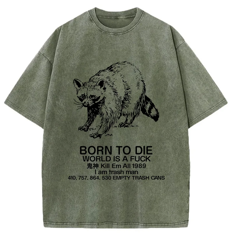 Tokyo-Assassin Born To Die World Is A Fuck Washed T-Shirt-Tokyo-Assassin