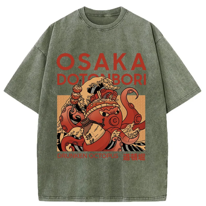Tokyo-Assassin Osaka Octopus Monster Washed T-Shirt-Tokyo-Assassin