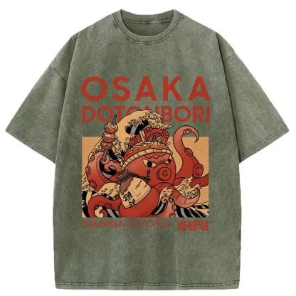 Tokyo-Assassin Osaka Octopus Monster Washed T-Shirt-Tokyo-Assassin