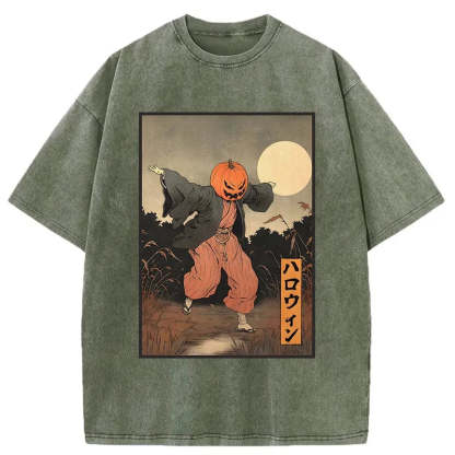Tokyo-Assassin Japanese Pumpkin Monster Washed T-Shirt-Tokyo Assassin