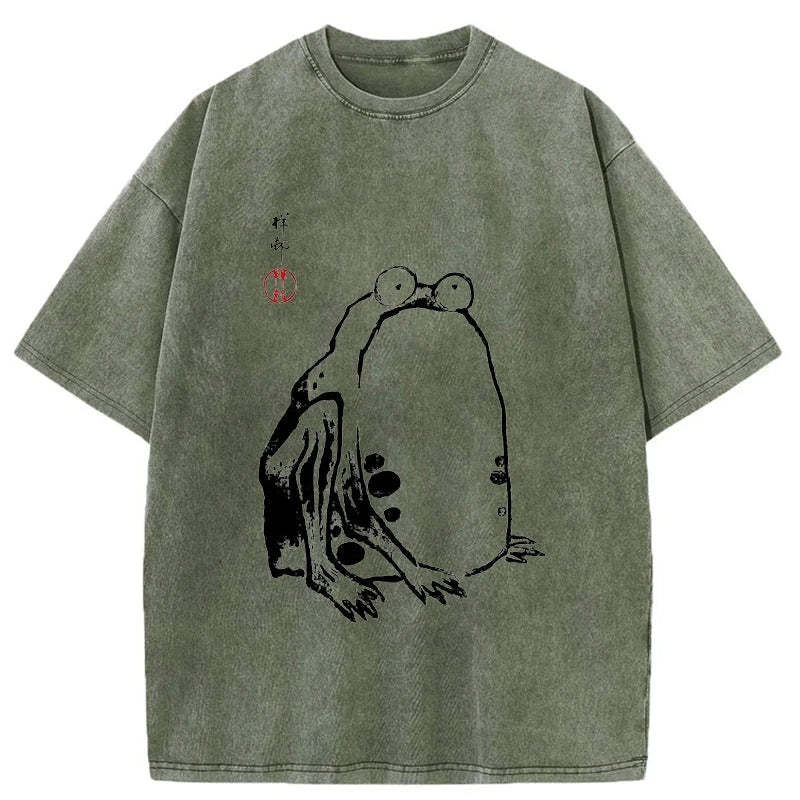 Tokyo-Assassin Grumpy Frog Matsumoto Hoji Washed T-Shirt-Tokyo-Assassin