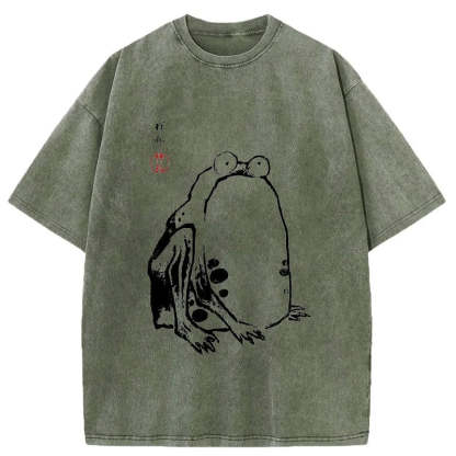 Tokyo-Assassin Grumpy Frog Matsumoto Hoji Washed T-Shirt-Tokyo-Assassin