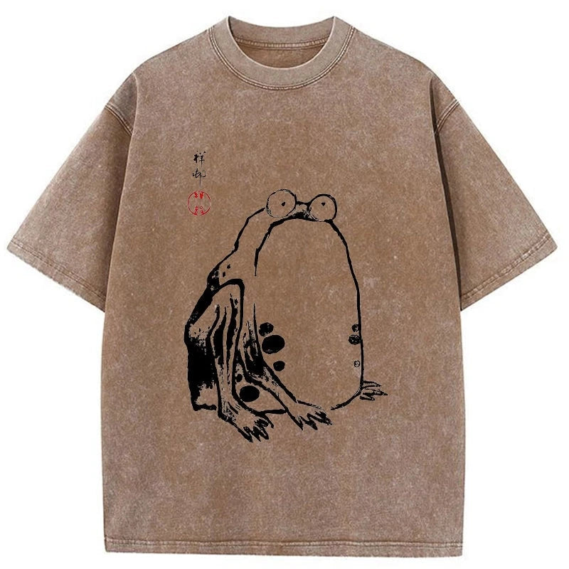 Tokyo-Assassin Grumpy Frog Matsumoto Hoji Washed T-Shirt-Tokyo-Assassin