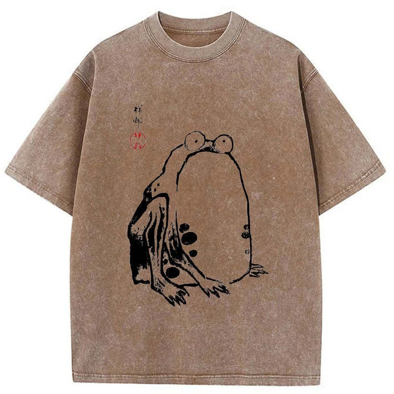 Tokyo-Assassin Grumpy Frog Matsumoto Hoji Washed T-Shirt-Tokyo-Assassin