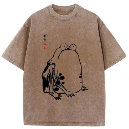 Tokyo-Assassin Grumpy Frog Matsumoto Hoji Washed T-Shirt-Tokyo-Assassin
