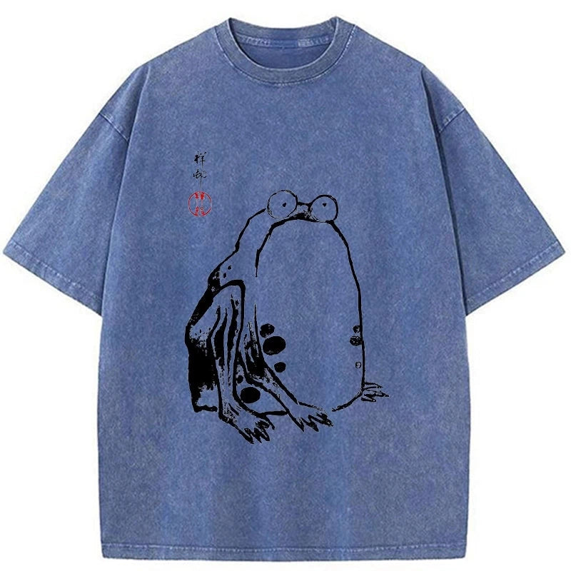 Tokyo-Assassin Grumpy Frog Matsumoto Hoji Washed T-Shirt-Tokyo-Assassin