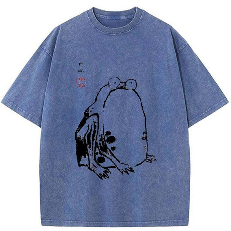Tokyo-Assassin Grumpy Frog Matsumoto Hoji Washed T-Shirt-Tokyo-Assassin