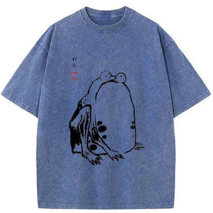 Tokyo-Assassin Grumpy Frog Matsumoto Hoji Washed T-Shirt-Tokyo-Assassin