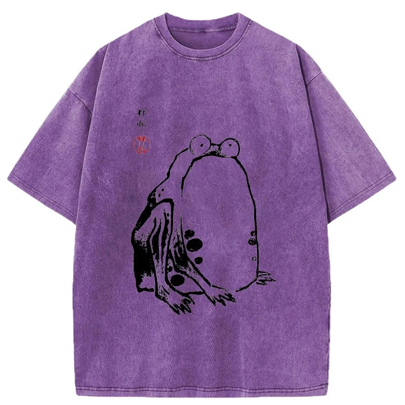 Tokyo-Assassin Grumpy Frog Matsumoto Hoji Washed T-Shirt-Tokyo-Assassin