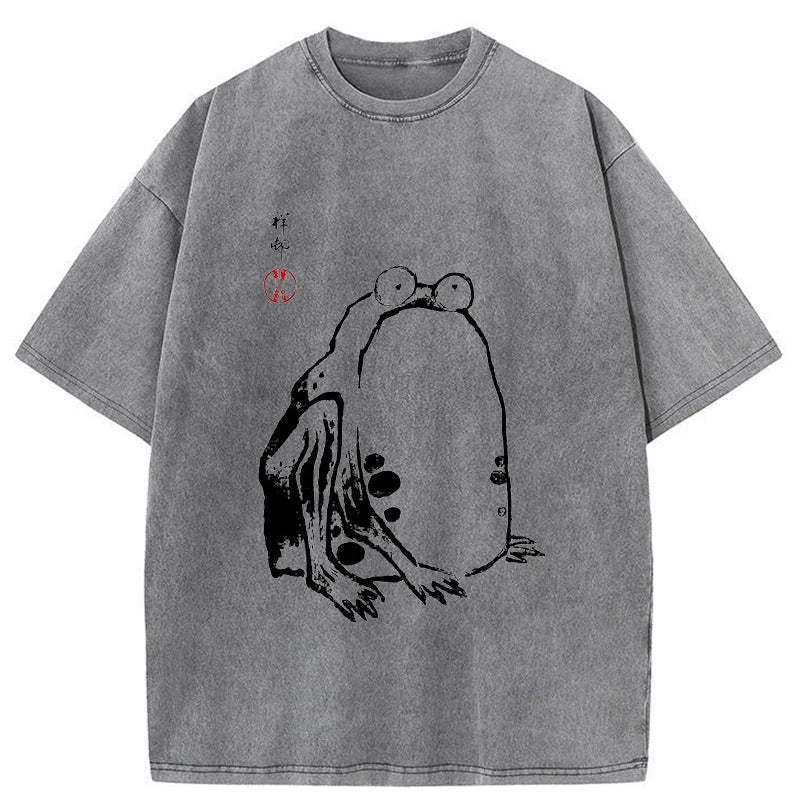 Tokyo-Assassin Grumpy Frog Matsumoto Hoji Washed T-Shirt-Tokyo-Assassin