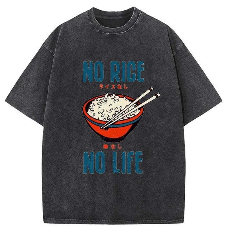 Tokyo-Assassin No Rice No Life Washed T-Shirt-Tokyo-Assassin