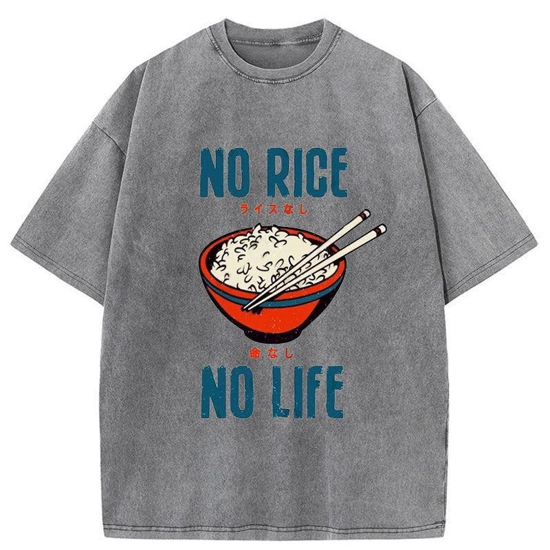 Tokyo-Assassin No Rice No Life Washed T-Shirt-Tokyo-Assassin
