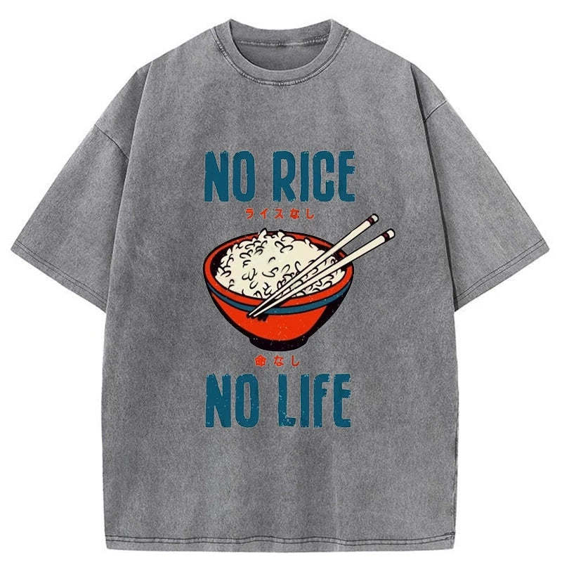 Tokyo-Assassin No Rice No Life Washed T-Shirt-Tokyo-Assassin