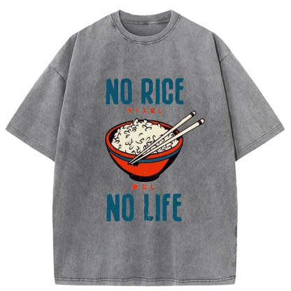 Tokyo-Assassin No Rice No Life Washed T-Shirt-Tokyo-Assassin