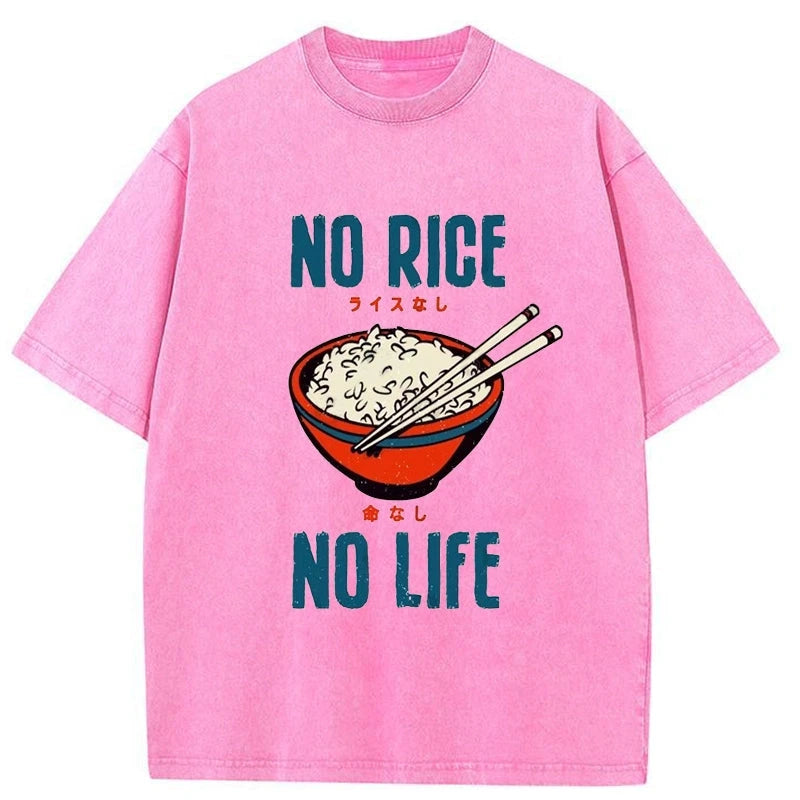 Tokyo-Assassin No Rice No Life Washed T-Shirt-Tokyo-Assassin