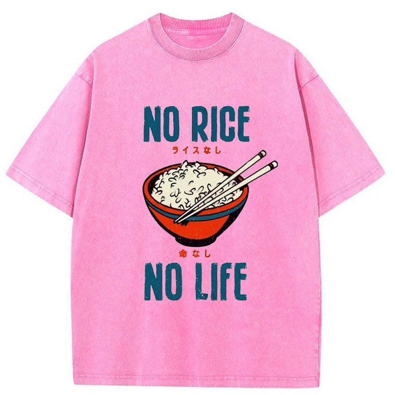 Tokyo-Assassin No Rice No Life Washed T-Shirt-Tokyo-Assassin