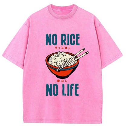 Tokyo-Assassin No Rice No Life Washed T-Shirt-Tokyo-Assassin
