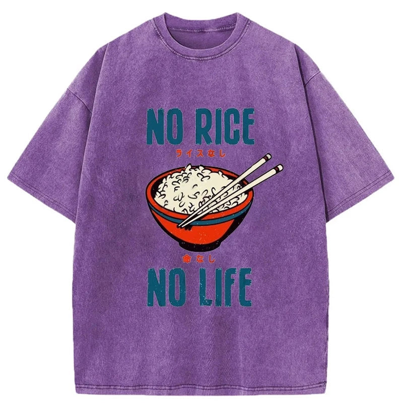 Tokyo-Assassin No Rice No Life Washed T-Shirt-Tokyo-Assassin