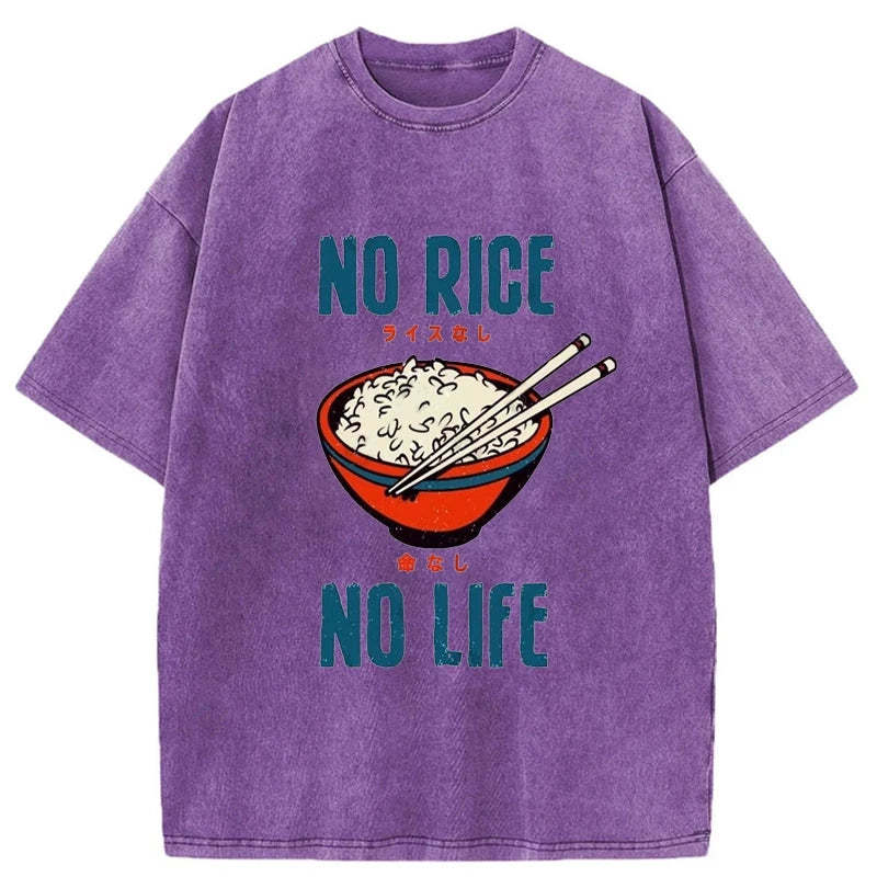 Tokyo-Assassin No Rice No Life Washed T-Shirt-Tokyo-Assassin