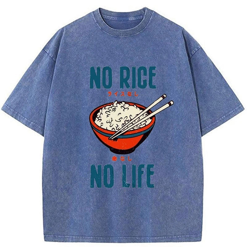 Tokyo-Assassin No Rice No Life Washed T-Shirt-Tokyo-Assassin