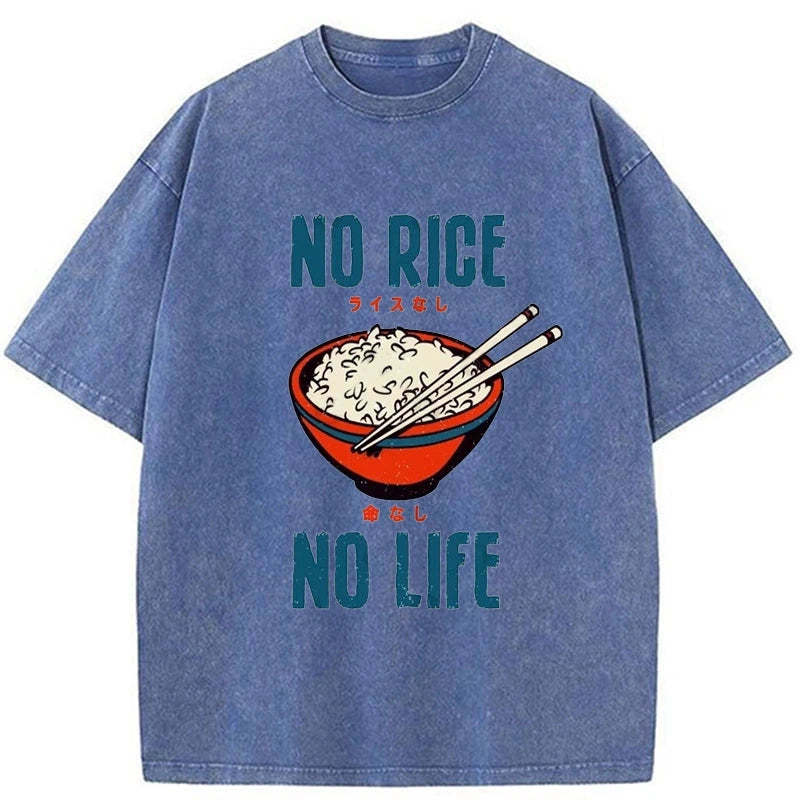 Tokyo-Assassin No Rice No Life Washed T-Shirt-Tokyo-Assassin