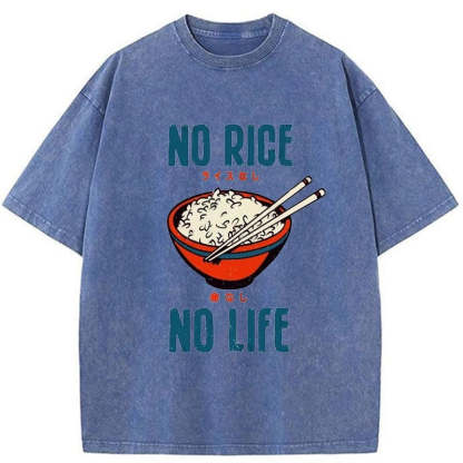 Tokyo-Assassin No Rice No Life Washed T-Shirt-Tokyo-Assassin