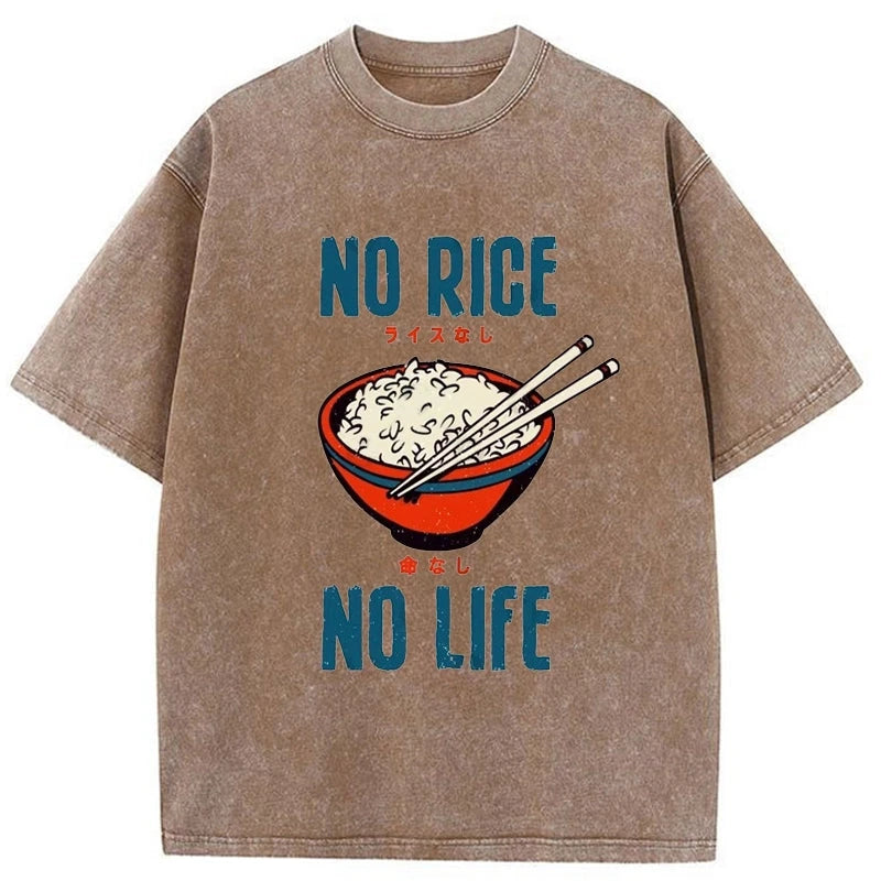 Tokyo-Assassin No Rice No Life Washed T-Shirt-Tokyo-Assassin