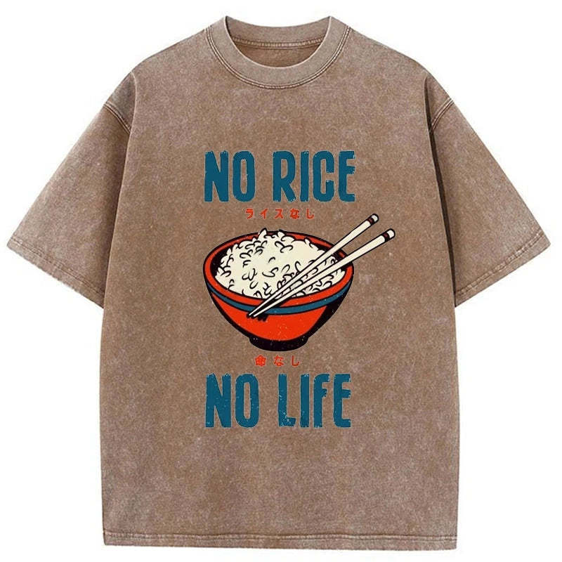 Tokyo-Assassin No Rice No Life Washed T-Shirt-Tokyo-Assassin