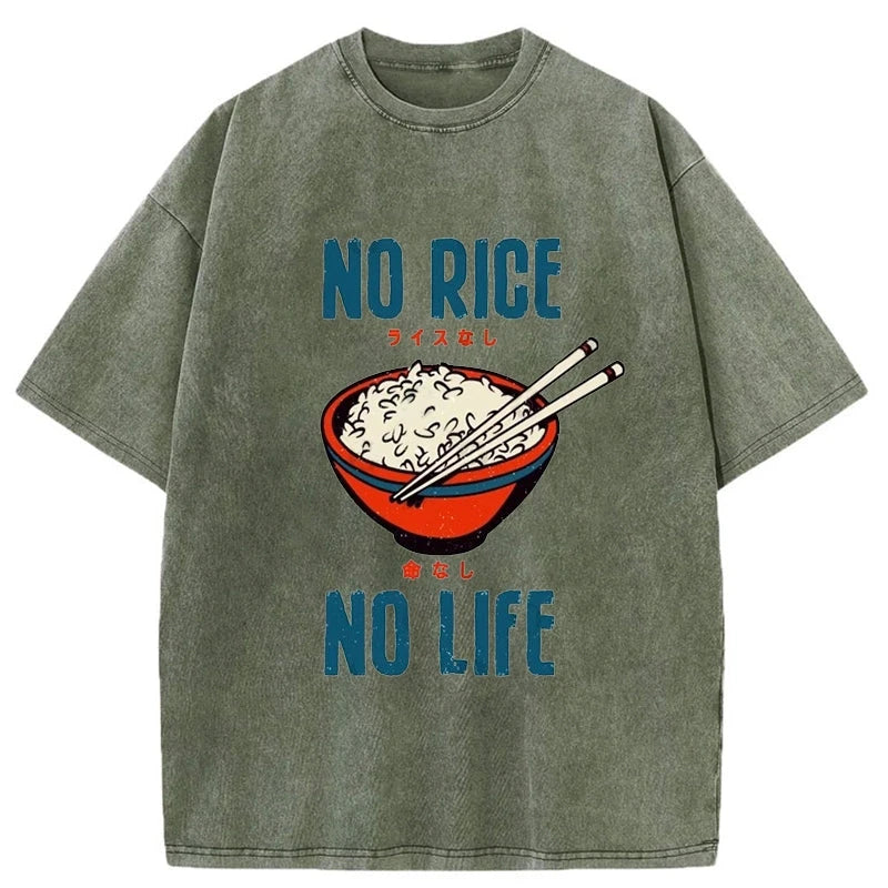 Tokyo-Assassin No Rice No Life Washed T-Shirt-Tokyo-Assassin